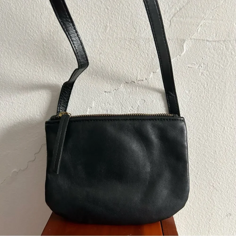 Free People Payton Lamb Leather Belt Bag Pouch Wallet Black